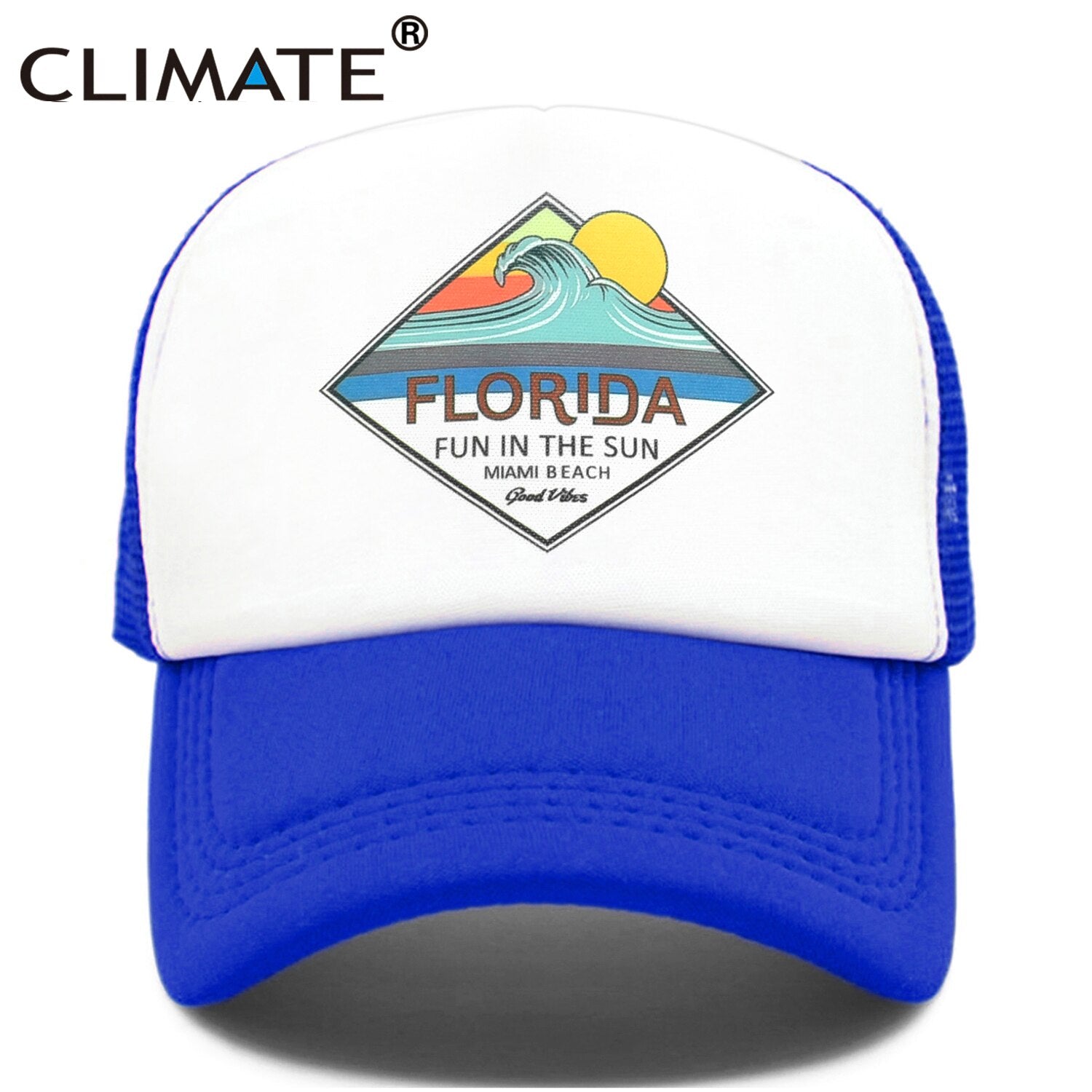 CLIMATE Florida Trucker Cap Hat Miami Seaside Beach Mesh Cap Vacation Sandbeach