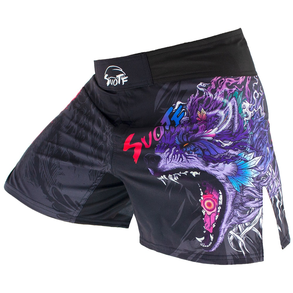 SUOTF Geometry Breathable Fighting Fitness MMA Shorts Tiger Muay Thai Kickboxing Short muay thai Clothing Sanda Boxing Short