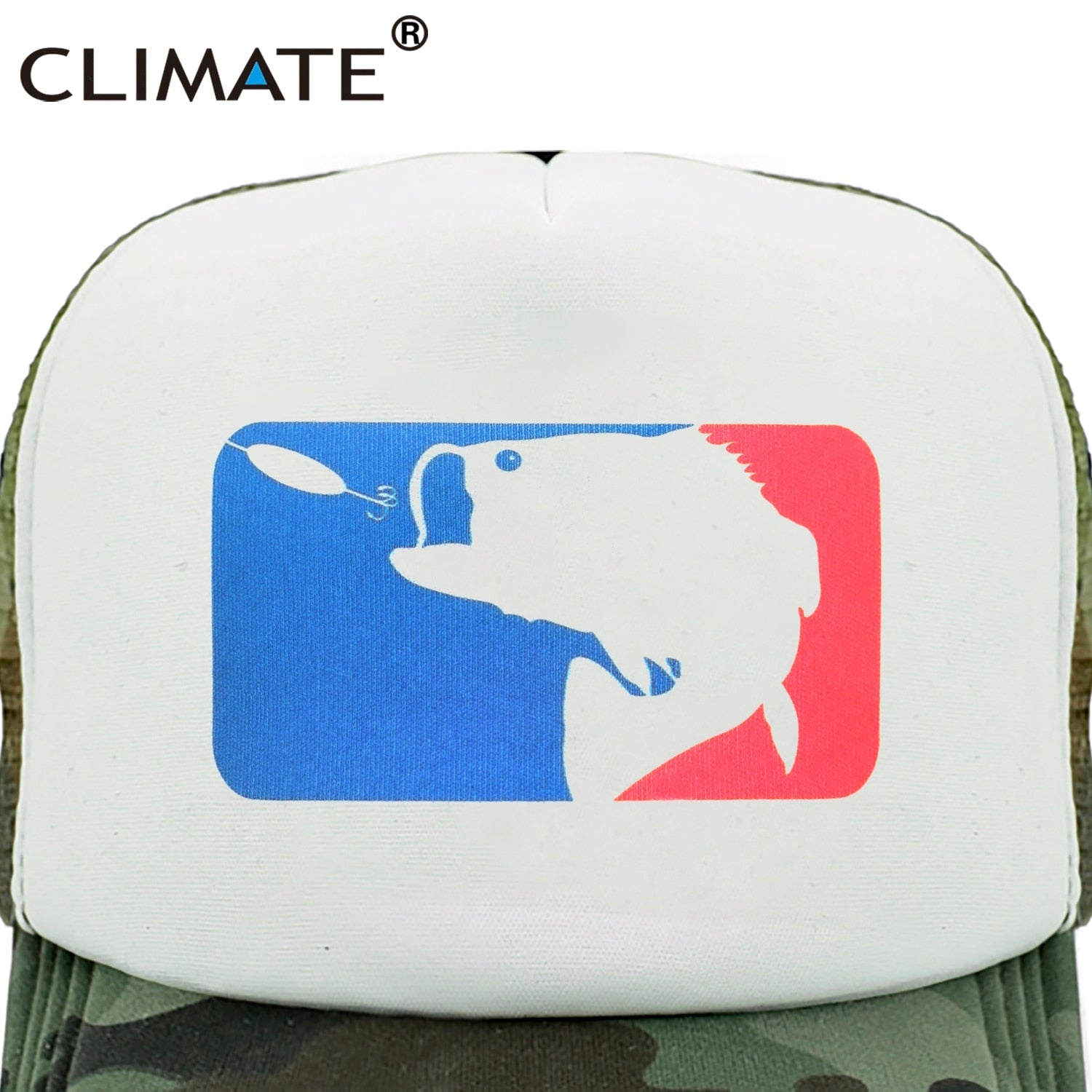 CLIMATE Pike Fish Hunt Trucker Cap Pike Fishing Camouflage Caps for Man Fisher Fishing Baseball Cap Summer Cool Mesh Caps Men