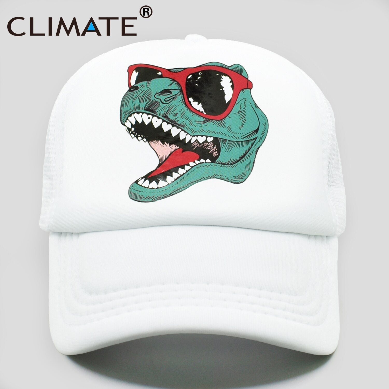 CLIMATE Jurassic Dinosaur Trucker Cap Men Funny Cool Trucker Cap Jurassic Cool Black Mesh Cool Cap for Kid Adult Family