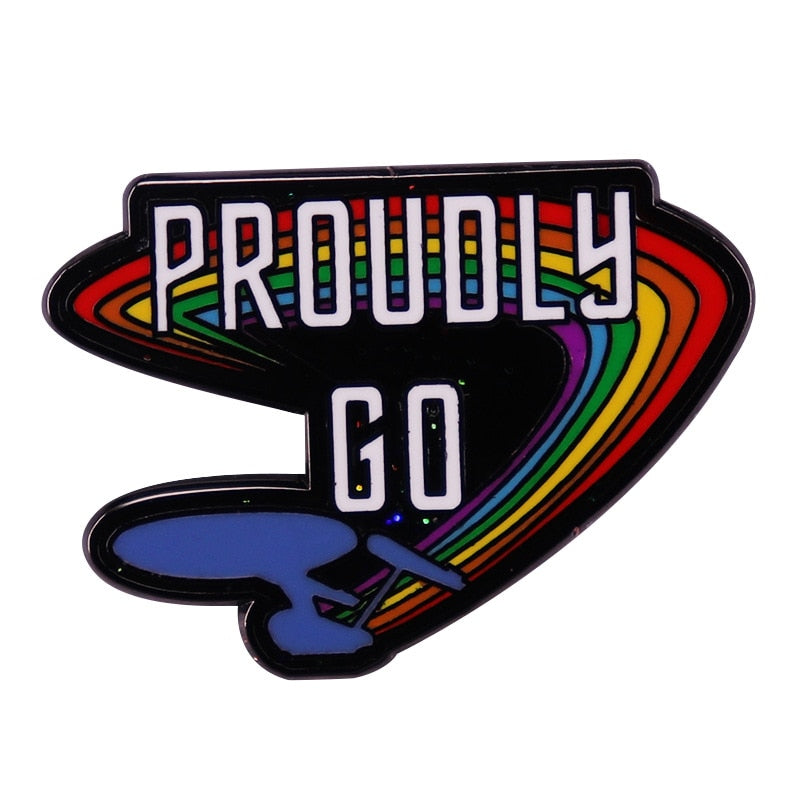 "Go Proudly" Rainbow Flashing Brooch LGBTQ Gay Badge