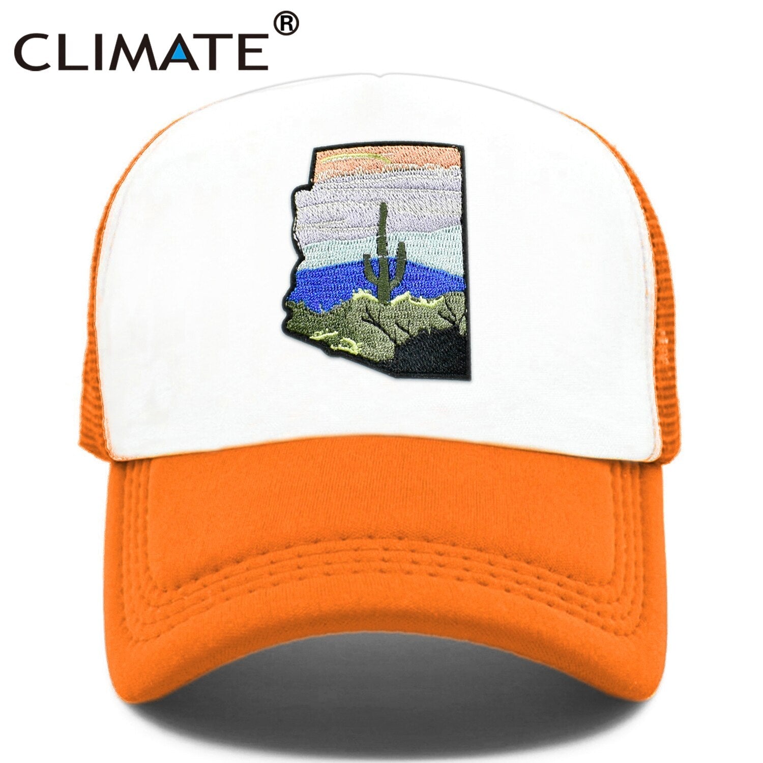 CLIMATE State of Arizon Trucker Cap Hat Desert Saguaro Cactus Mesh Cap Arizon Map Sights Cool Cap Hat for Men Women Youth Kid