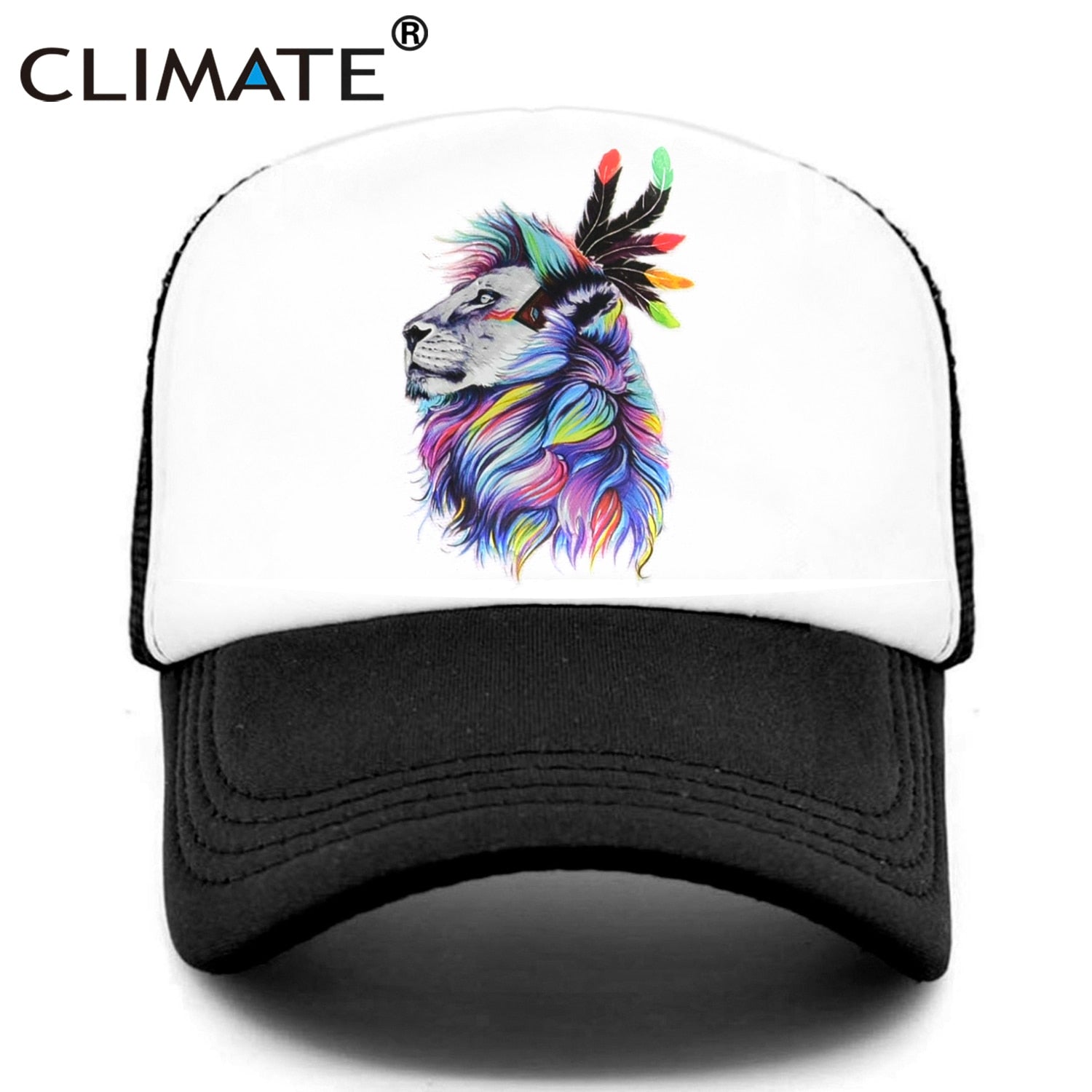 CLIMATE Cool Lion Trucker Cap King Lion King Cap Hat African Africa Wildlife Animal Trucker Caps Mesh Cap Hat for Men