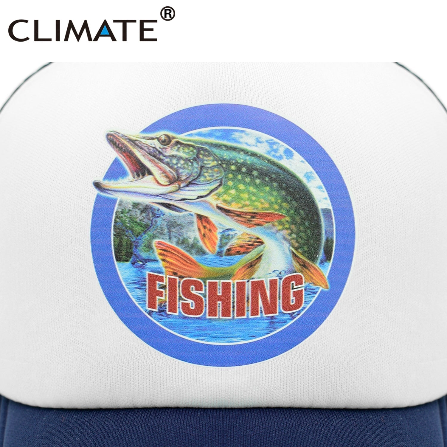 CLIMATE Fishing Fisher Cap Pike Fish Hunt Trucker Cap for Man Fisher Fishing Fish Hat Baseball Cap Cat Summer Cool Mesh Cap Fish