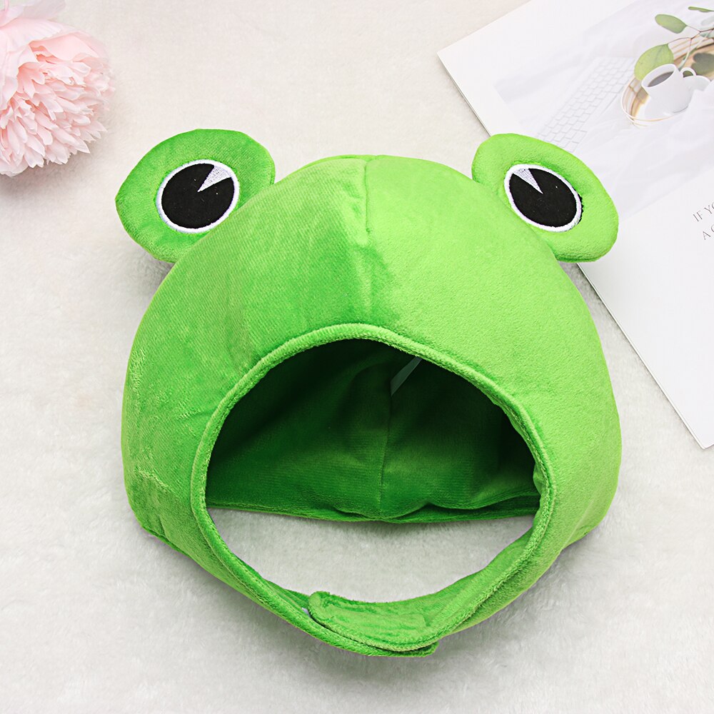 Funny Big Frog Eyes Cartoon Plush Hat Toy Green Headgear Cap Cosplay Costume