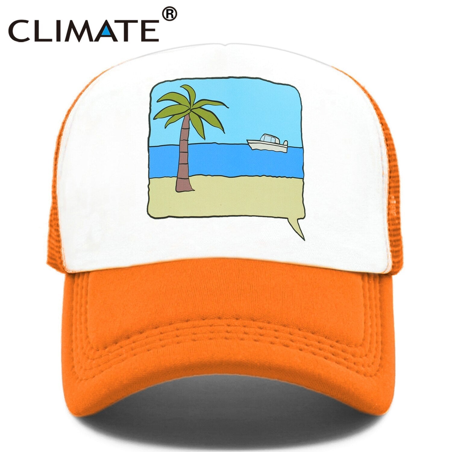 CLIMATE Seaside Trucker Cap Hat Surfing Vacation Caps Sandbeach Coconut Holiday