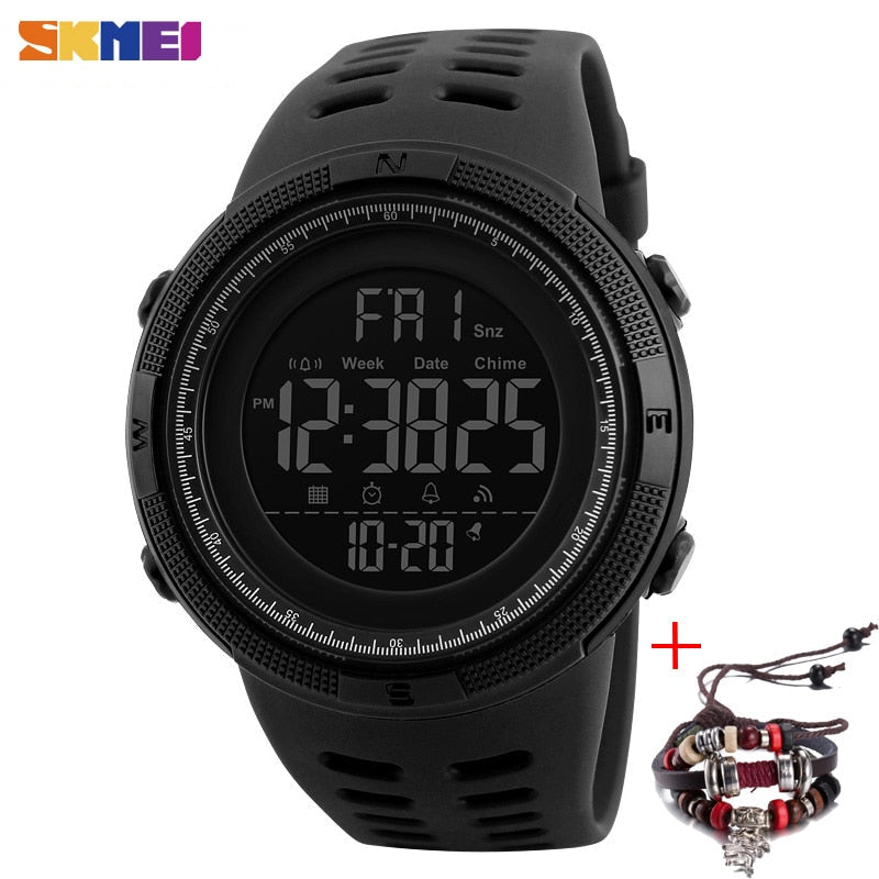 SKMEI Fashion Outdoor Sport Watch Men Multifunction Watches Alarm Clock Chrono 5Bar Waterproof Digital Watch reloj hombre 1251