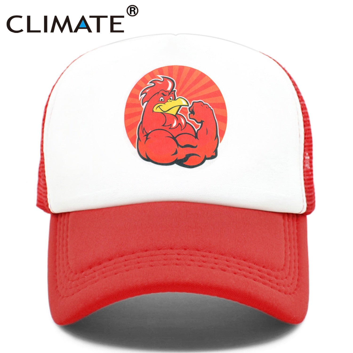 CLIMATE GYM Robust Rooster Cap Cool Men Muscular Animal Fitness Cap Sport Muscle Man GYM Fans Mesh Trucker Cap Body Building Cap