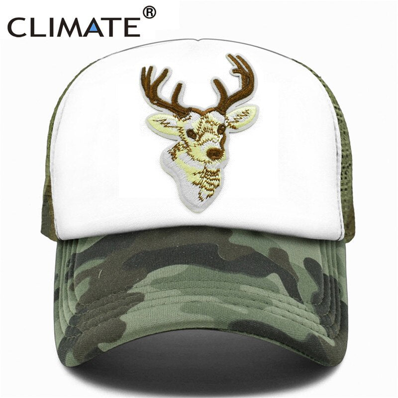 CLIMATE Hunt Hunting Cap Deer Elk Deer Trucker Cap Men Caribou Camouflage Hat Baseball Cap Summer Mesh Cap for Hunt Hunting