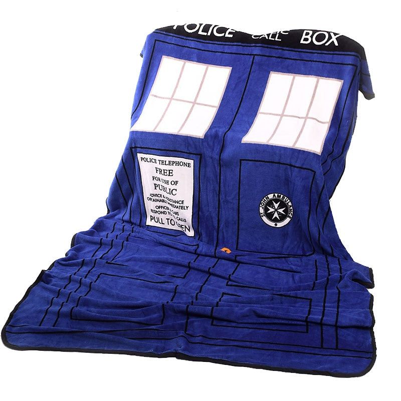 Anime Doctor Who Police Box Throw Blanket Coral Velvet Winter Warm Kids Bedroom