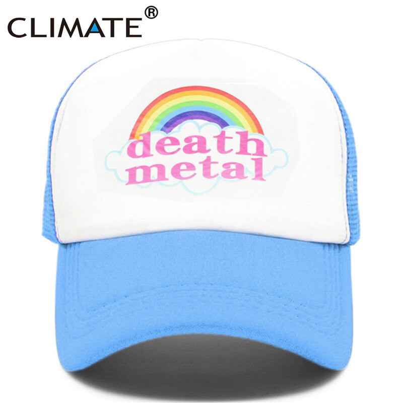 CLIMATE Metal Rock Trucker Cap Rock Summer Cap Metal Rock Fans Cool Mesh Baseball Cap Men Rainbow Trucker Caps Dad Hat Men