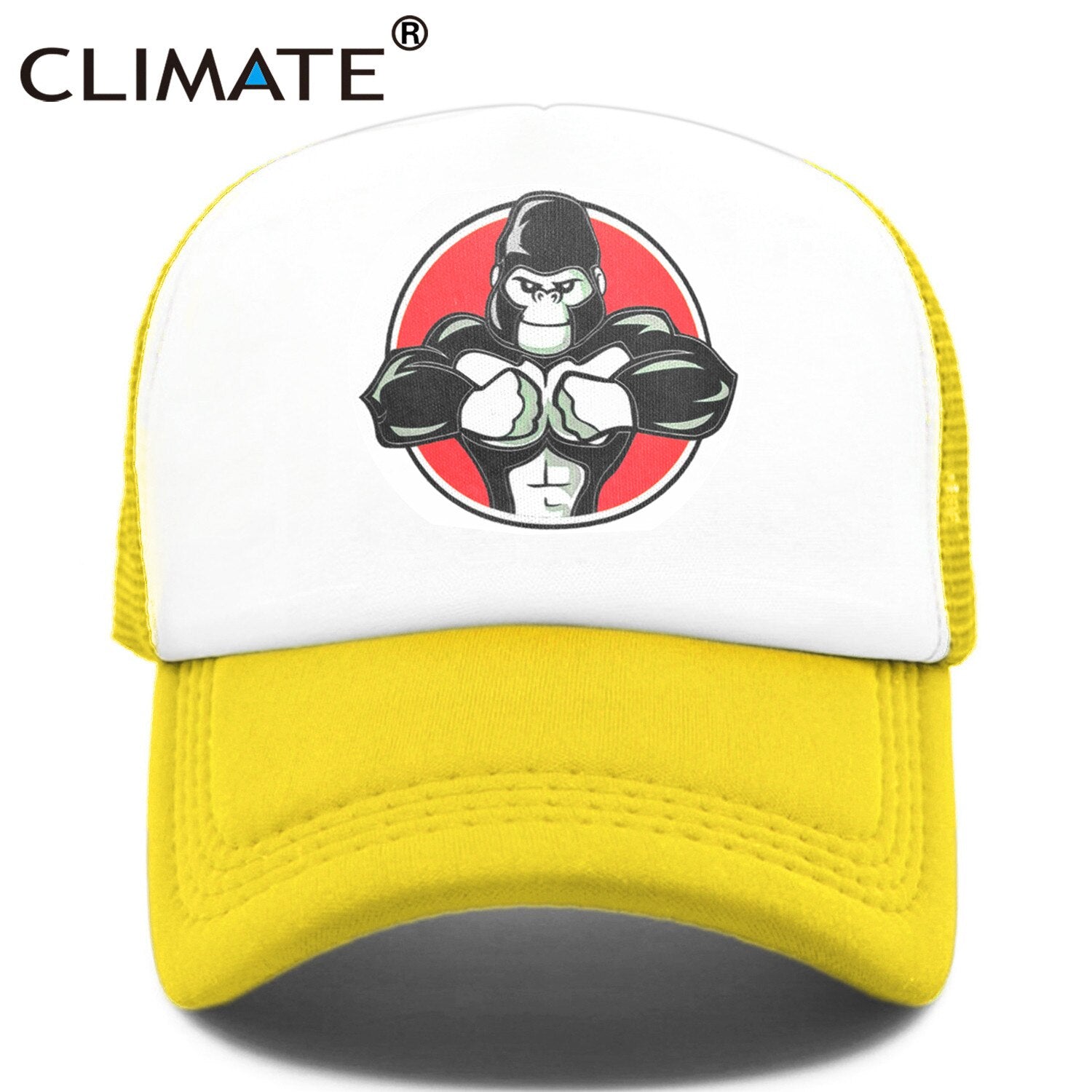 CLIMATE Cool Robust Animal Cap Men Muscular Gorilla Chimp Fitness Cap Sport Muscle Man GYM Fans Mesh Trucker Cap Body Building