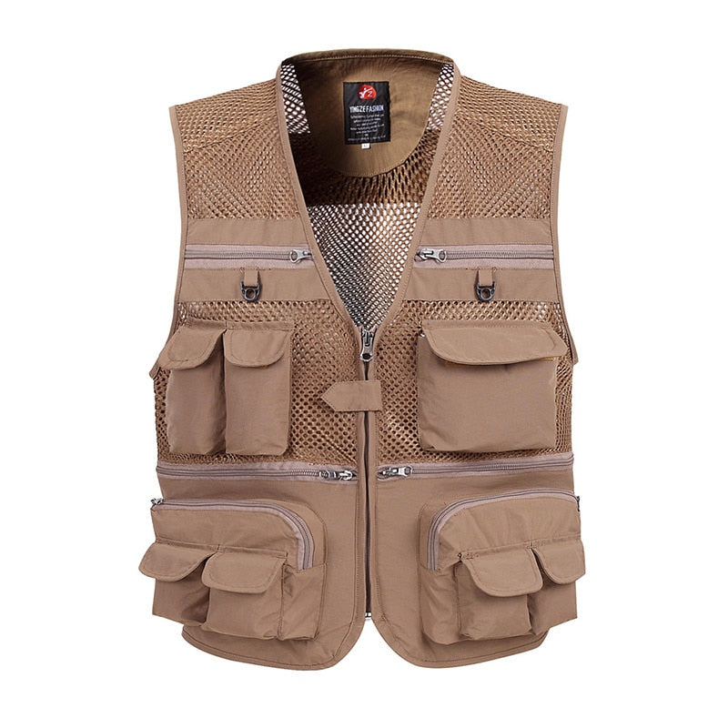 Summer Mesh Vest For Men Spring Autumn Male Casual Thin Breathable Multi Pocket