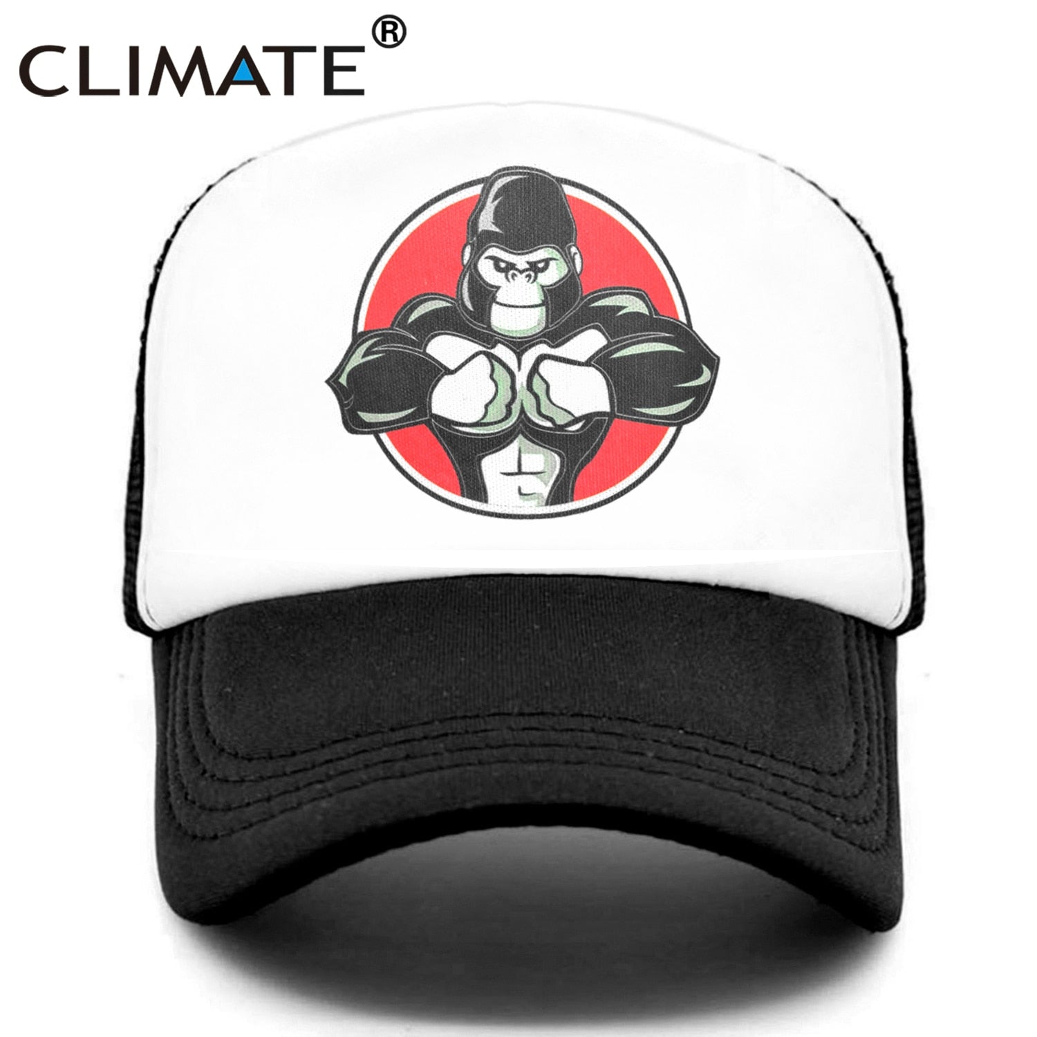 CLIMATE Cool Robust Animal Cap Men Muscular Gorilla Chimp Fitness Cap Sport Muscle Man GYM Fans Mesh Trucker Cap Body Building