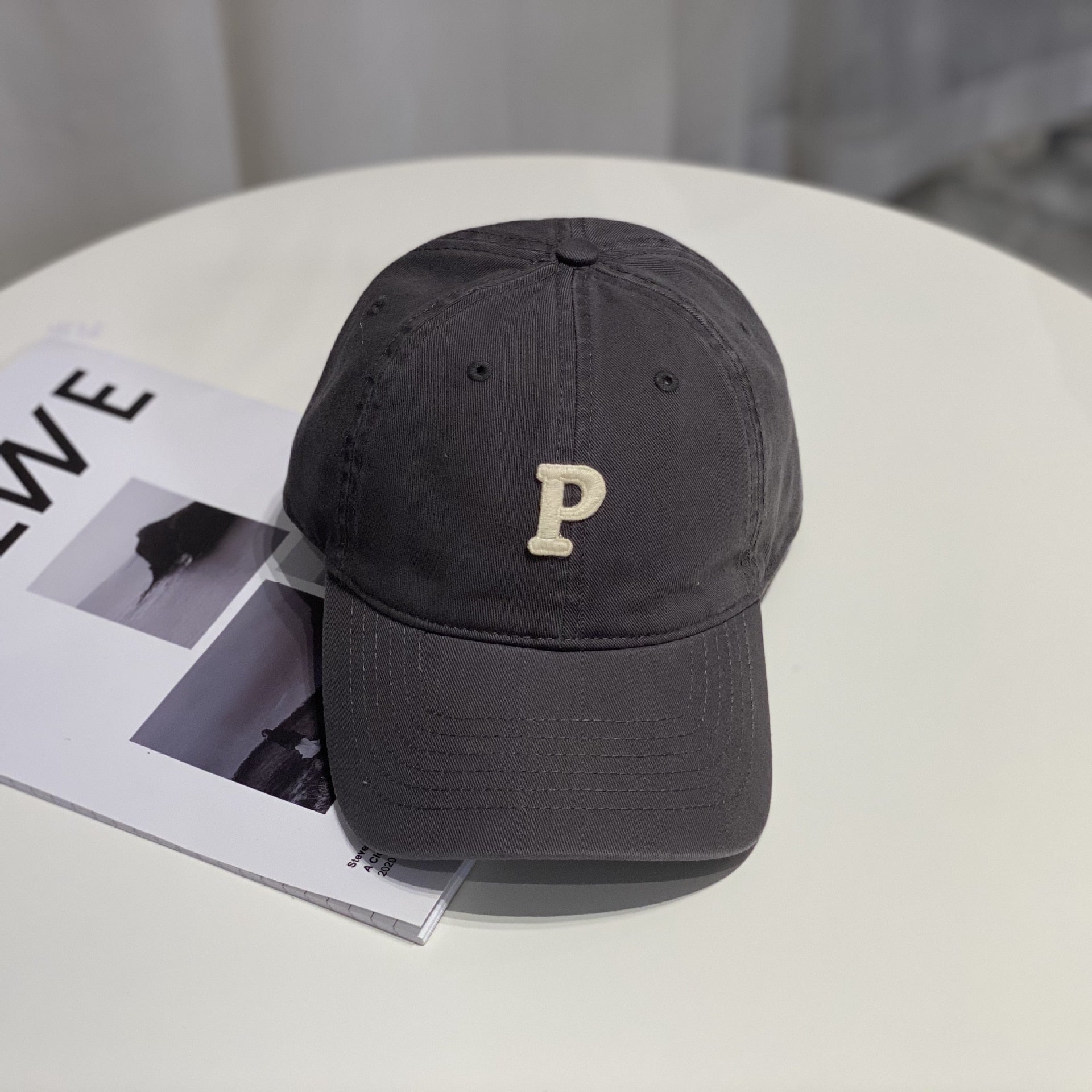 W40 Baseball Cap Men And Women Korean Letter P Soft Top Cap Cotton Sports Hat