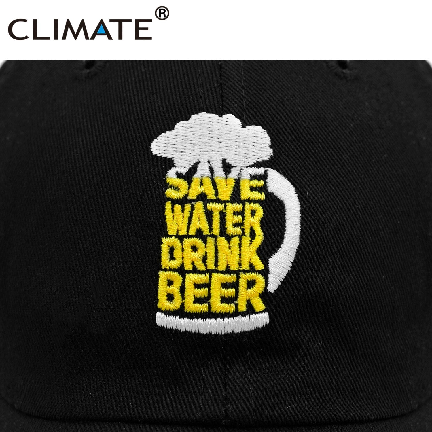 CLIMATE Men Baseball Cap Dad Men's Caps Save Water Drink Beer Lover Cap Cool Black Dad Hat Cap Cotton Hat Cap Men Beer Lover