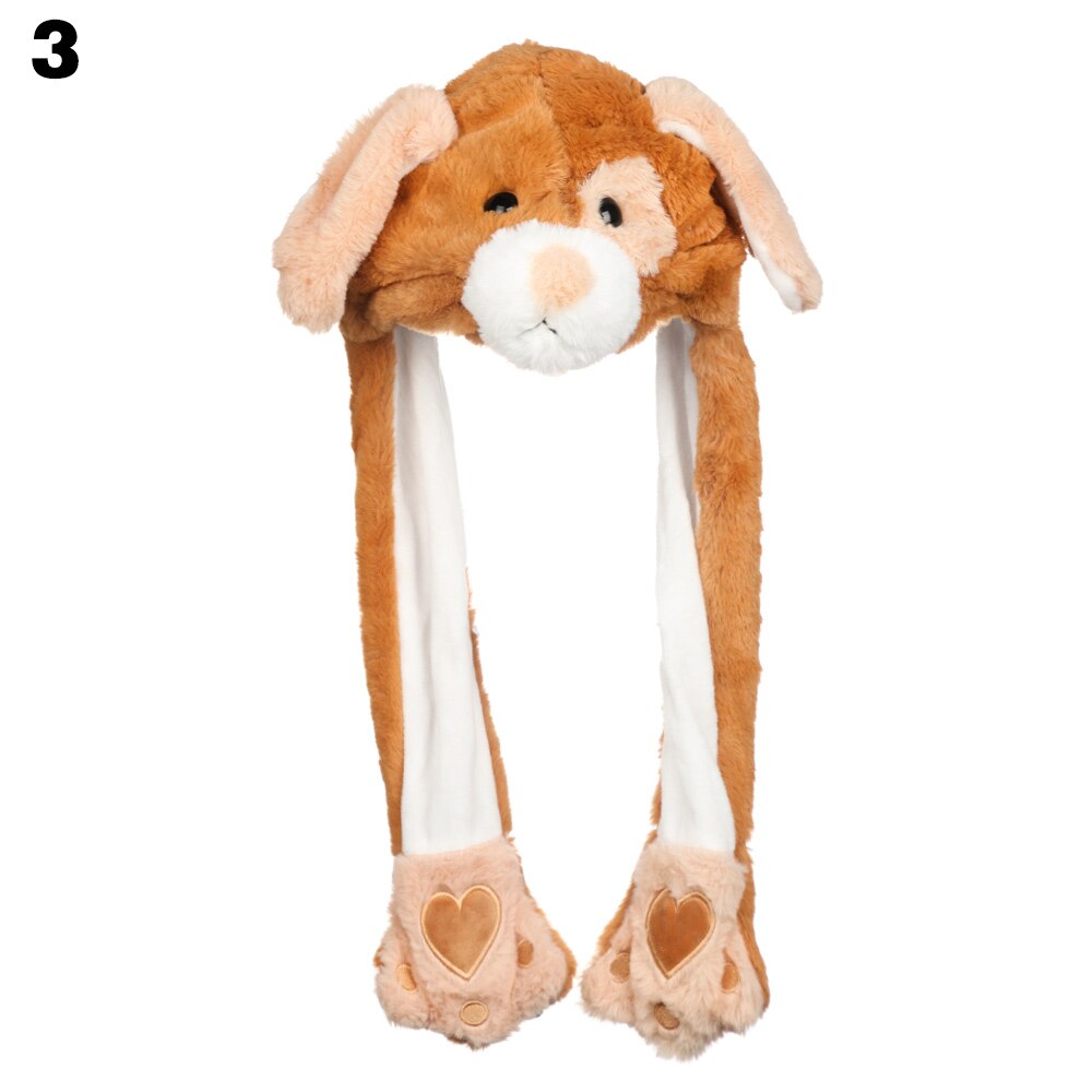 Rabbit Pinch Airbag Plush Funny Cap Animals Ear Hat Moving Jumping Cute Soft Warm Women Girls Cute Winter Cap 2021