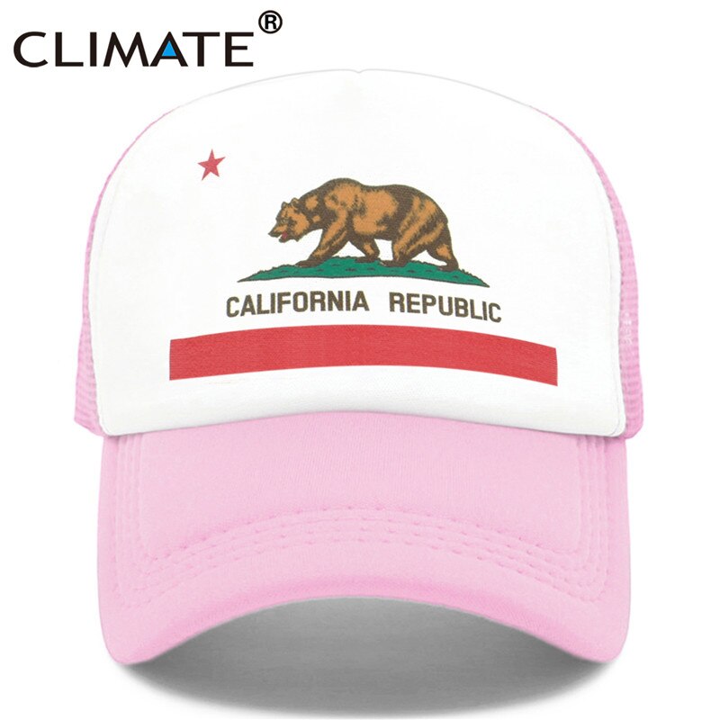 CLIMATE California Cap Male Man Men Hat Bear California Flag Trucker Cap Hip Hop Hat Cap Cool Summer Mesh Man Dad Cap Adult Kids