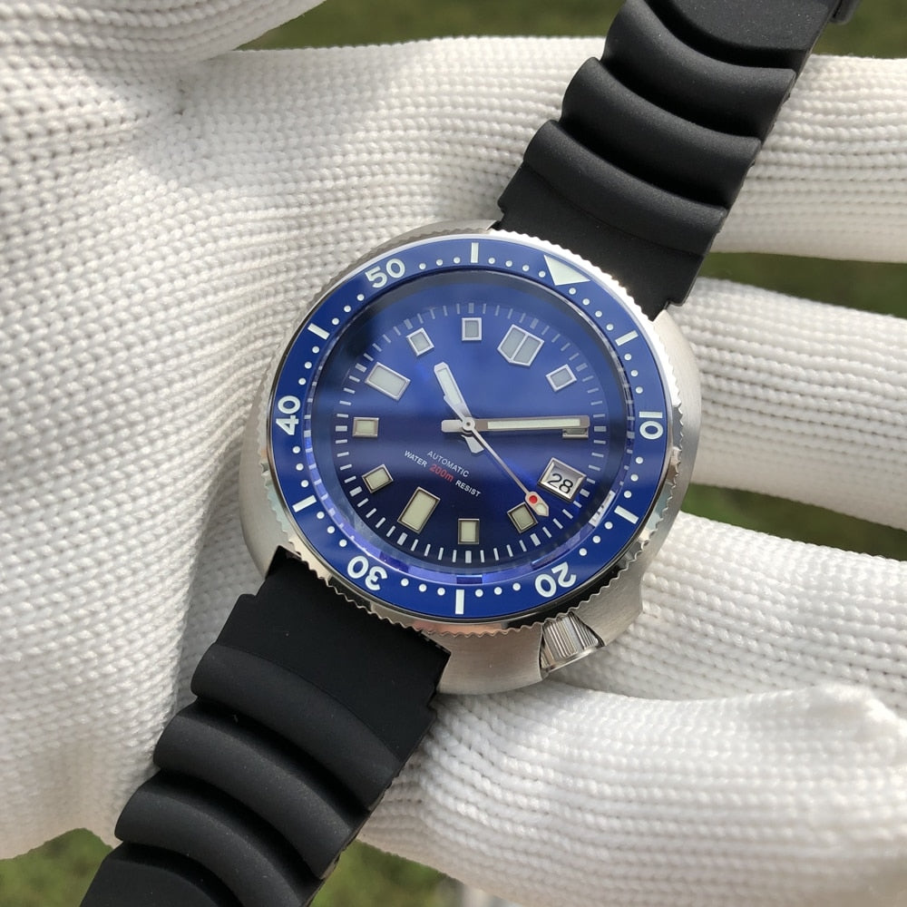 Steeldive SD1970 White Date Background 200M Wateproof NH35 6105 Turtle Automatic Dive Diver Watch