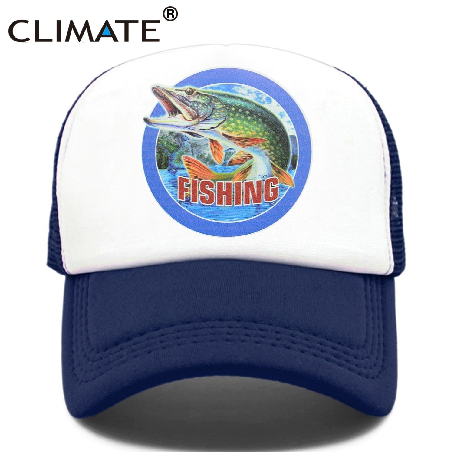 CLIMATE Fishing Fisher Cap Pike Fish Hunt Trucker Cap for Man Fisher Fishing Fish Hat Baseball Cap Cat Summer Cool Mesh Cap Fish