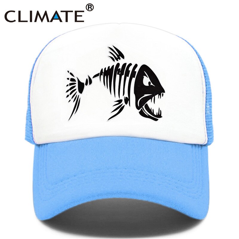 CLIMATE Fishbone Trucker Cap Men Fishing Skeleton Fish Bone Cap HipHop Baseball