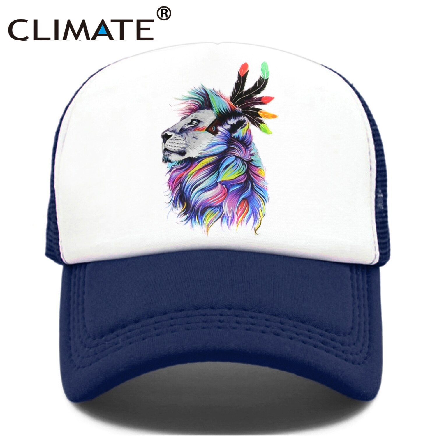 CLIMATE Cool Lion Trucker Cap King Lion King Cap Hat African Africa Wildlife Animal Trucker Caps Mesh Cap Hat for Men