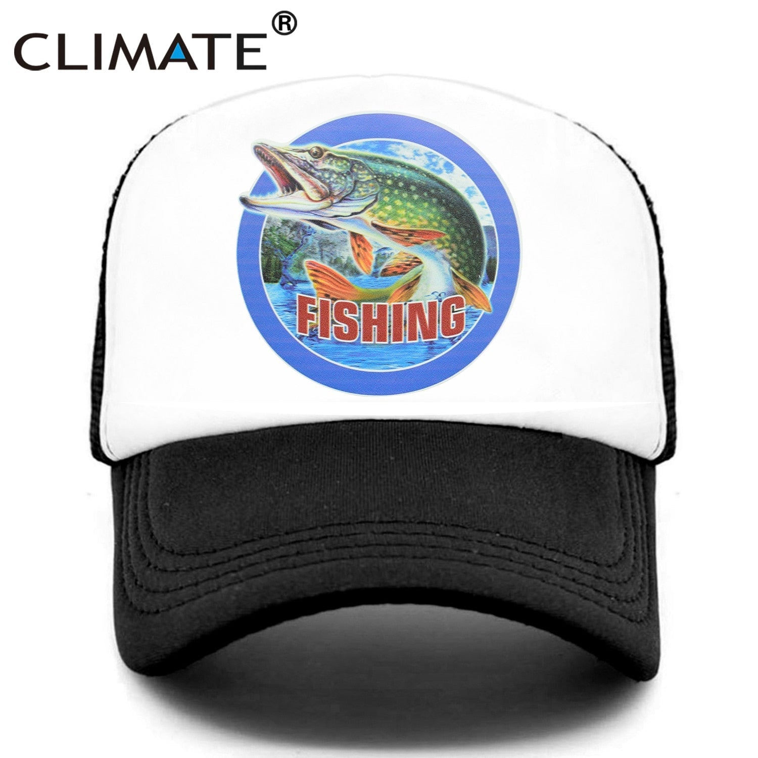 CLIMATE Fishing Fisher Cap Pike Fish Hunt Trucker Cap for Man Fisher Fishing Fish Hat Baseball Cap Cat Summer Cool Mesh Cap Fish