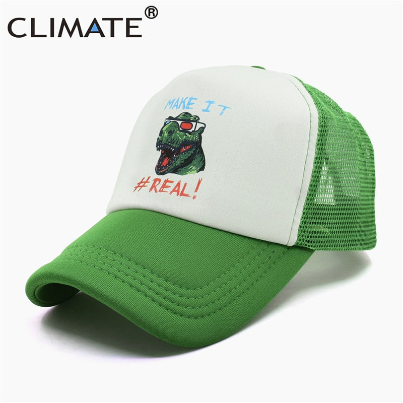 CLIMATE Funny  Jurassic Dinosaur Trucker Cap Men Funny Cool Trucker Cap Make it