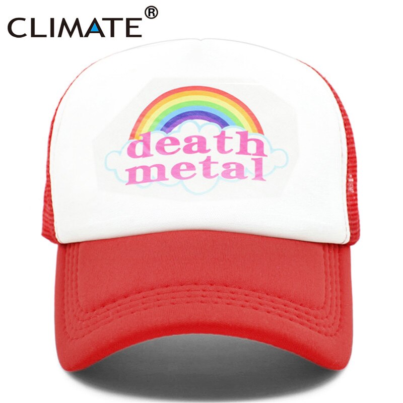 CLIMATE Metal Rock Trucker Cap Rock Summer Cap Metal Rock Fans Cool Mesh Baseball Cap Men Rainbow Trucker Caps Dad Hat Men