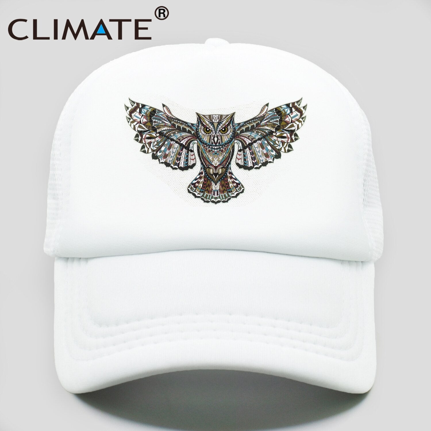 CLIMATE Owl Owlet Trucker Cap Cool Forest Night Owl Cap Men Dark Owl Hunt Animal Hip Hop Hat Cap Cool Summer Mesh Cap Adult Kid