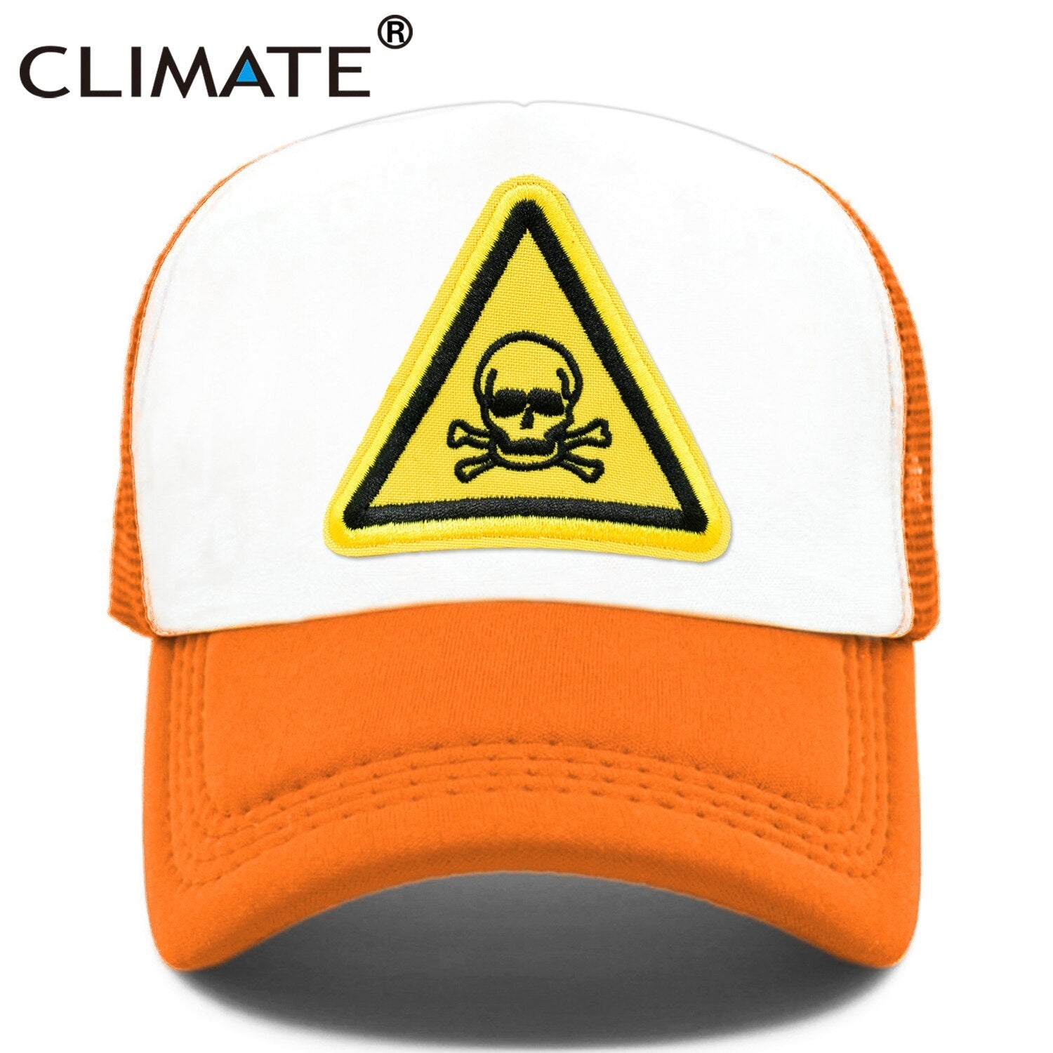 CLIMATE Men Cool Skull Trucker Cap Hiphop Street Style Skeleton Cap Danger Keep