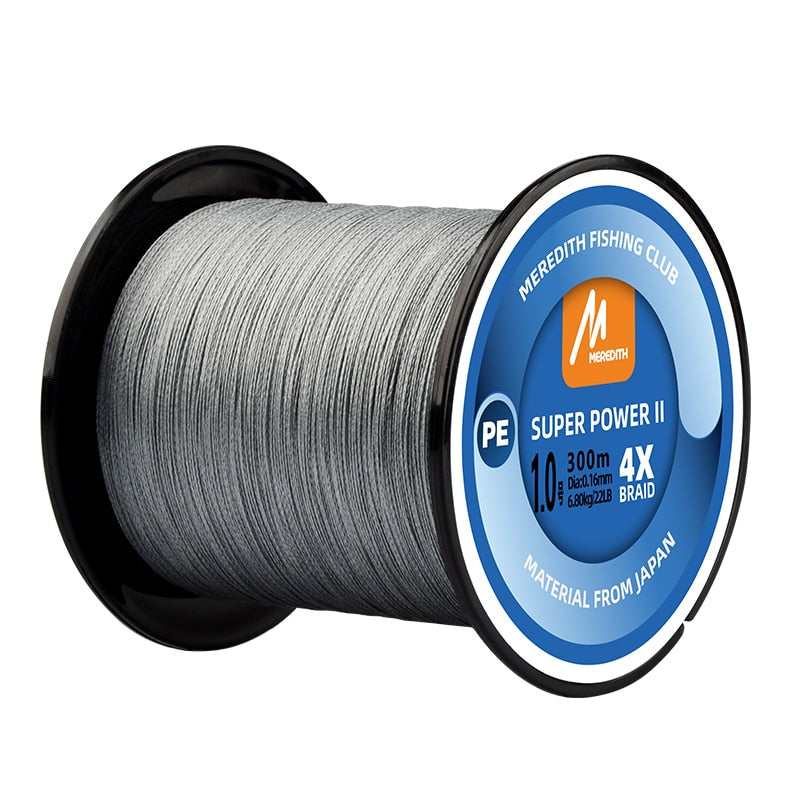 MEREDITH SUPER POWER II Multicolour 100M 300M 500M 4 Strands Braided PE Fishing Line Multifilament Smooth Fishing Line 15-80LB