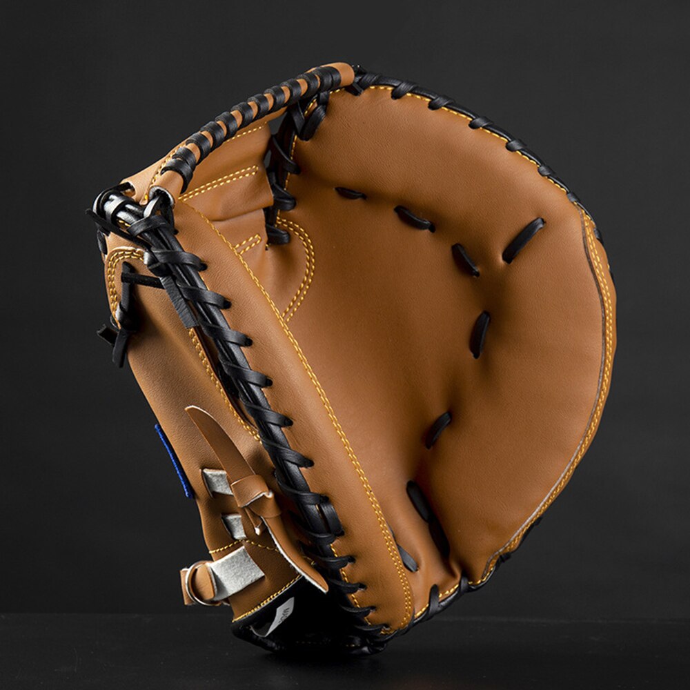 FDBRO Baseball Catcher Glove  Outdoor Sports Brown Black PVCSoftball Practice Equipment Size 12.5 Left Hand for Adult Training