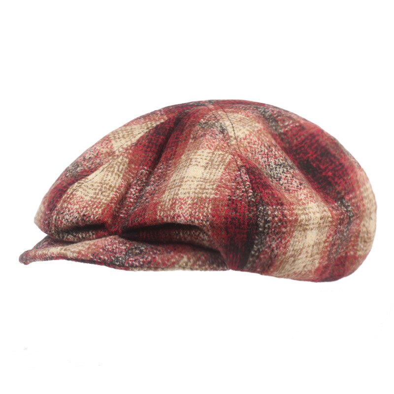 HT3974 Beret Men Women Cap Vintage Autumn Winter Hats for Men Women Plaid Octagonal Newsboy Flat Beret Cap Male Female Beret Hat