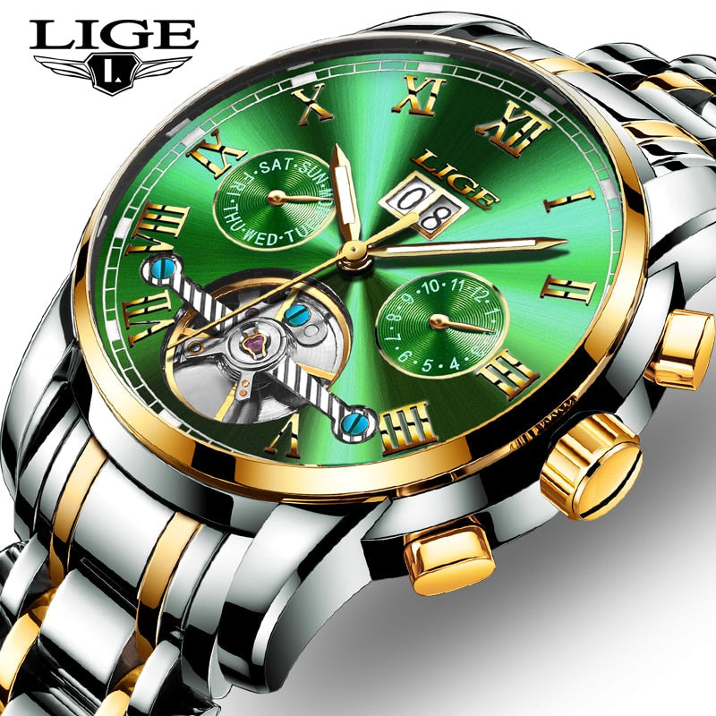 Relogio Masculino LIGE Mens Watches Top Brand Luxury Automatic Mechanical Watch Men Full Steel Business Waterproof Sport Watches