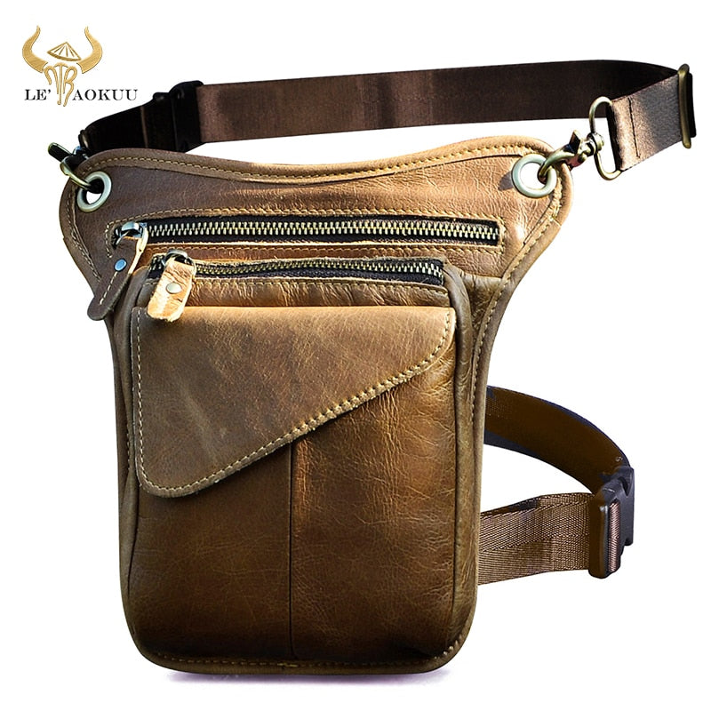 Original Leather men Brown Casual Fashion Small Shoulder Messenger Bag Designer