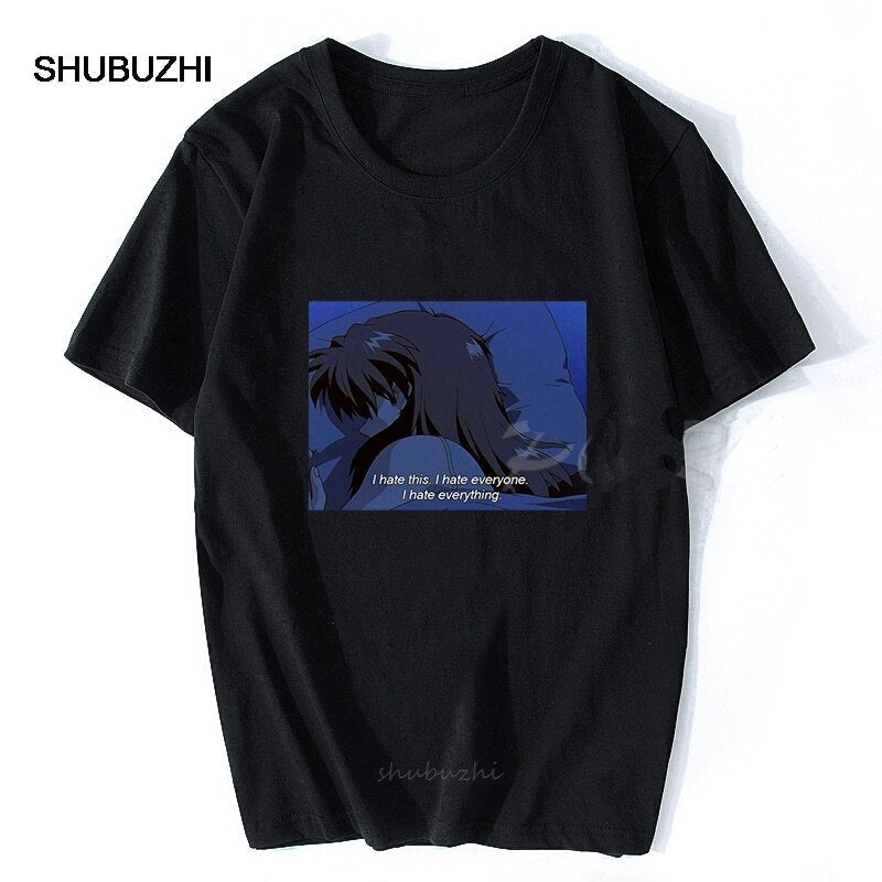 Sad Retro Anime Crying Eyes Vaporwave T-Shirt Summer Style Aesthetic Anime Japan Retro 90s Vaporwave Vintage T Shirt Streetwear