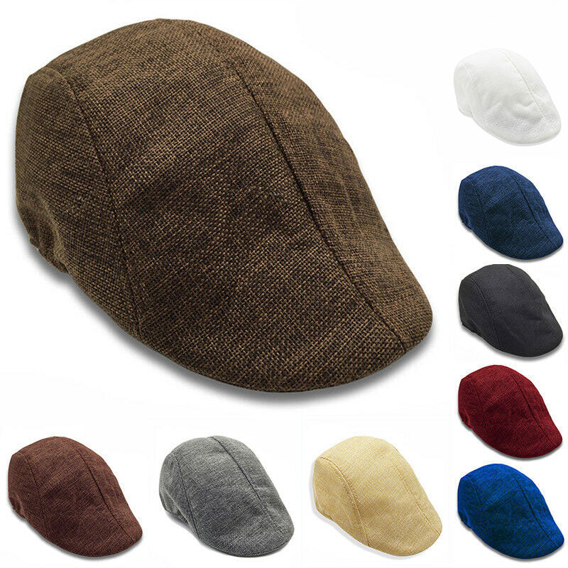 Autumn Beret Caps Men Women Vintage News Boy Cap Cabbie Linen Outdoor Hats Berets Brand Sun Hat Unisex Duckbill Caps 1PC