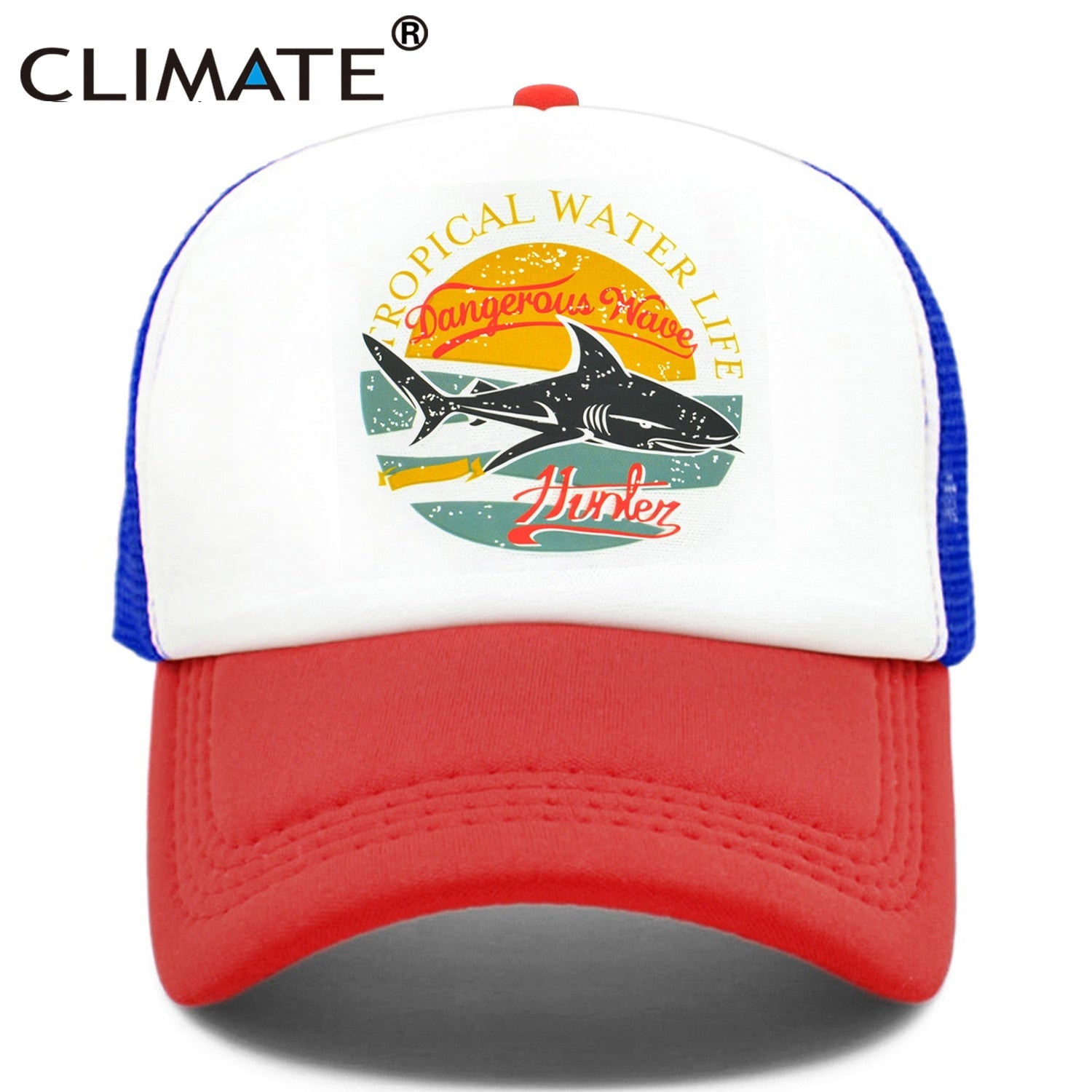 CLIMATE Shark Seaside Trucker Caps Hat Shark Hunt Surfing Men Caps Hip Hop Cool