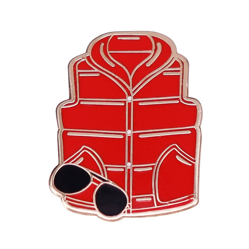 Red Vest and Sunglasses Brooch Back to the Future Martin Coat Badge Sci-Fi Comedy Inspiration Pin