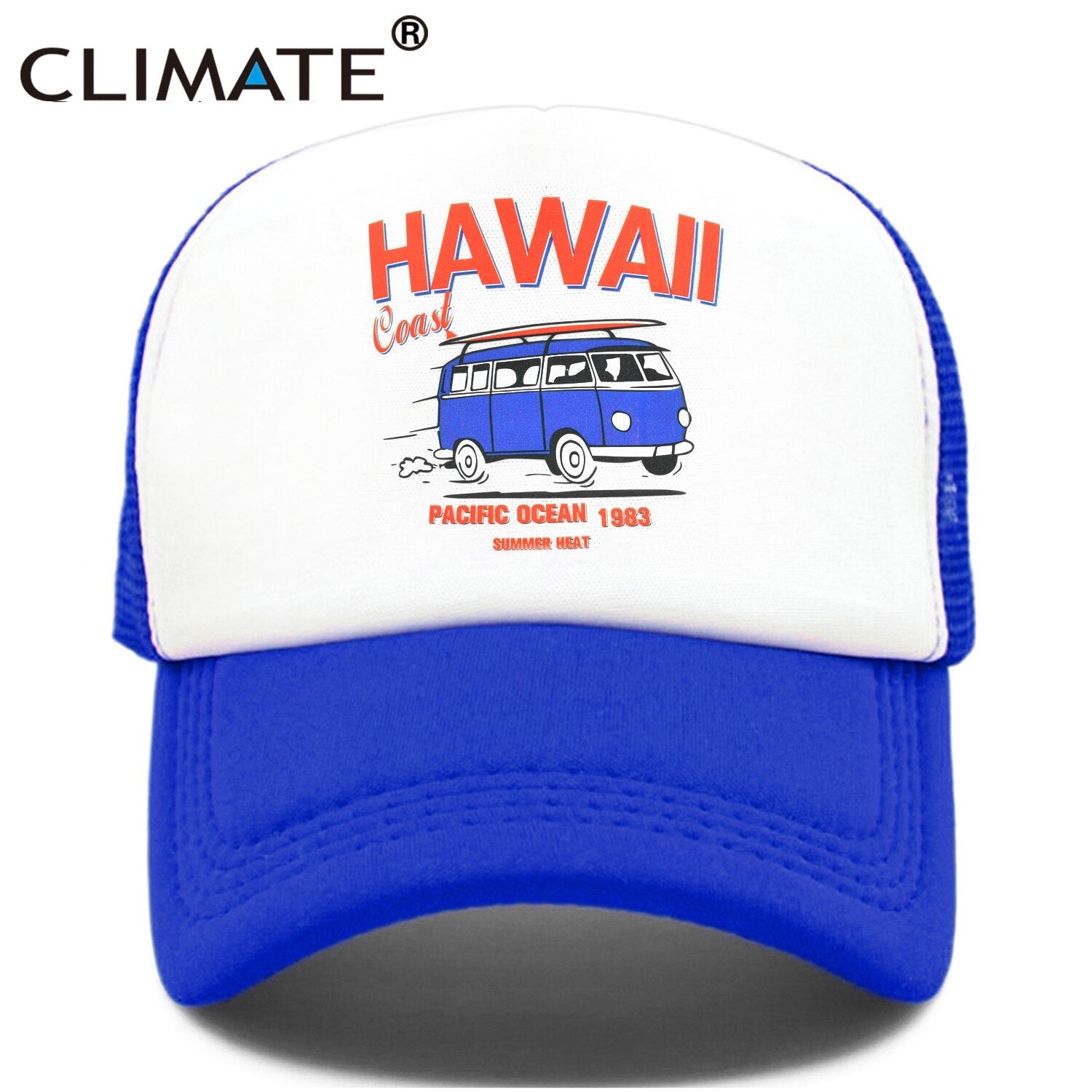 CLIMATE Hawaii Coast Road Trip Cap Drive Tour Trucker Cap Car Journey Vacation Mesh Cap Summer Heat Hat Caps for Family Journey