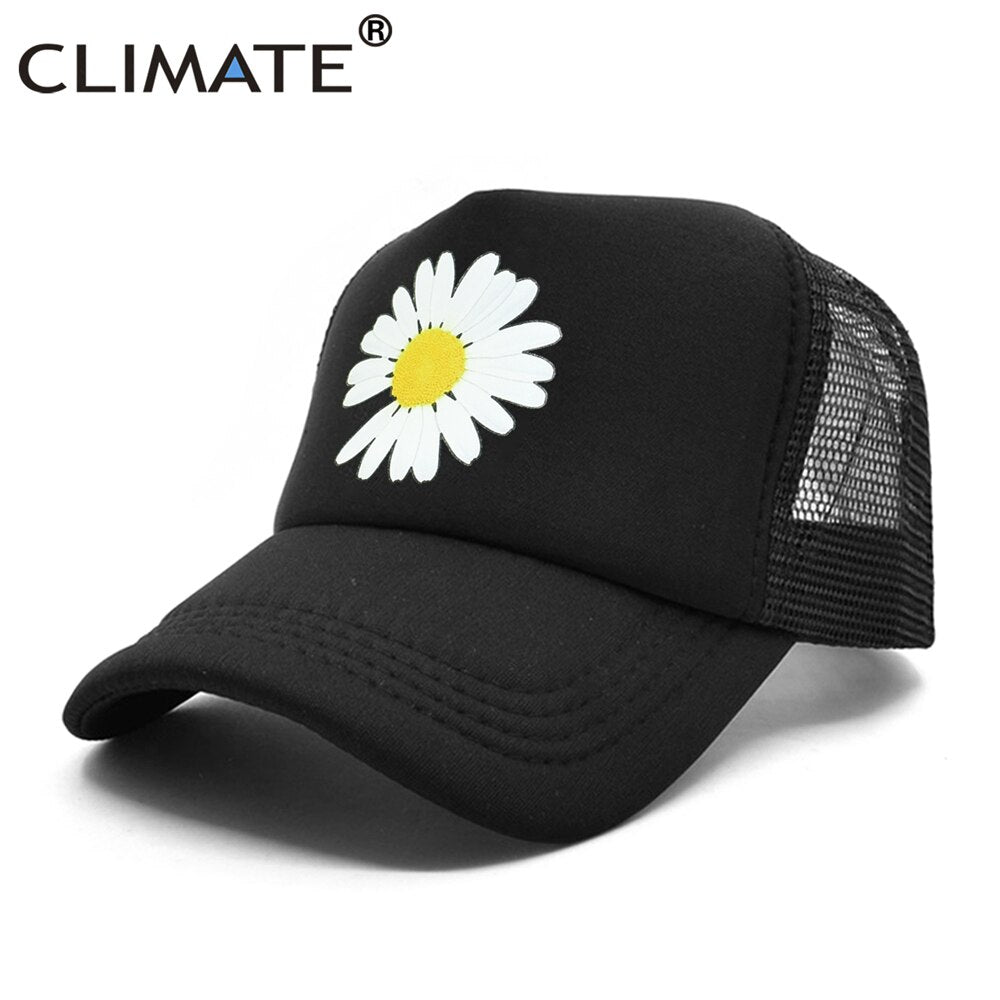 CLIMATE Daisy Flower Trucker Cap Cute Love Hat Cap Daisy Flower Baseball Cap Hip Hop Summer Mesh Trucker Cap Hat