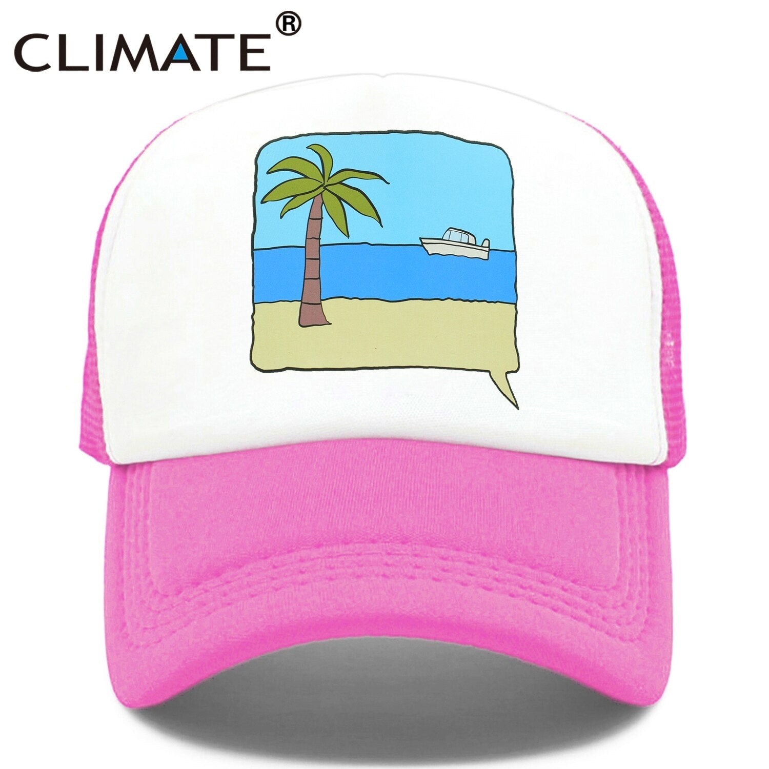 CLIMATE Seaside Trucker Cap Hat Surfing Vacation Caps Sandbeach Coconut Holiday