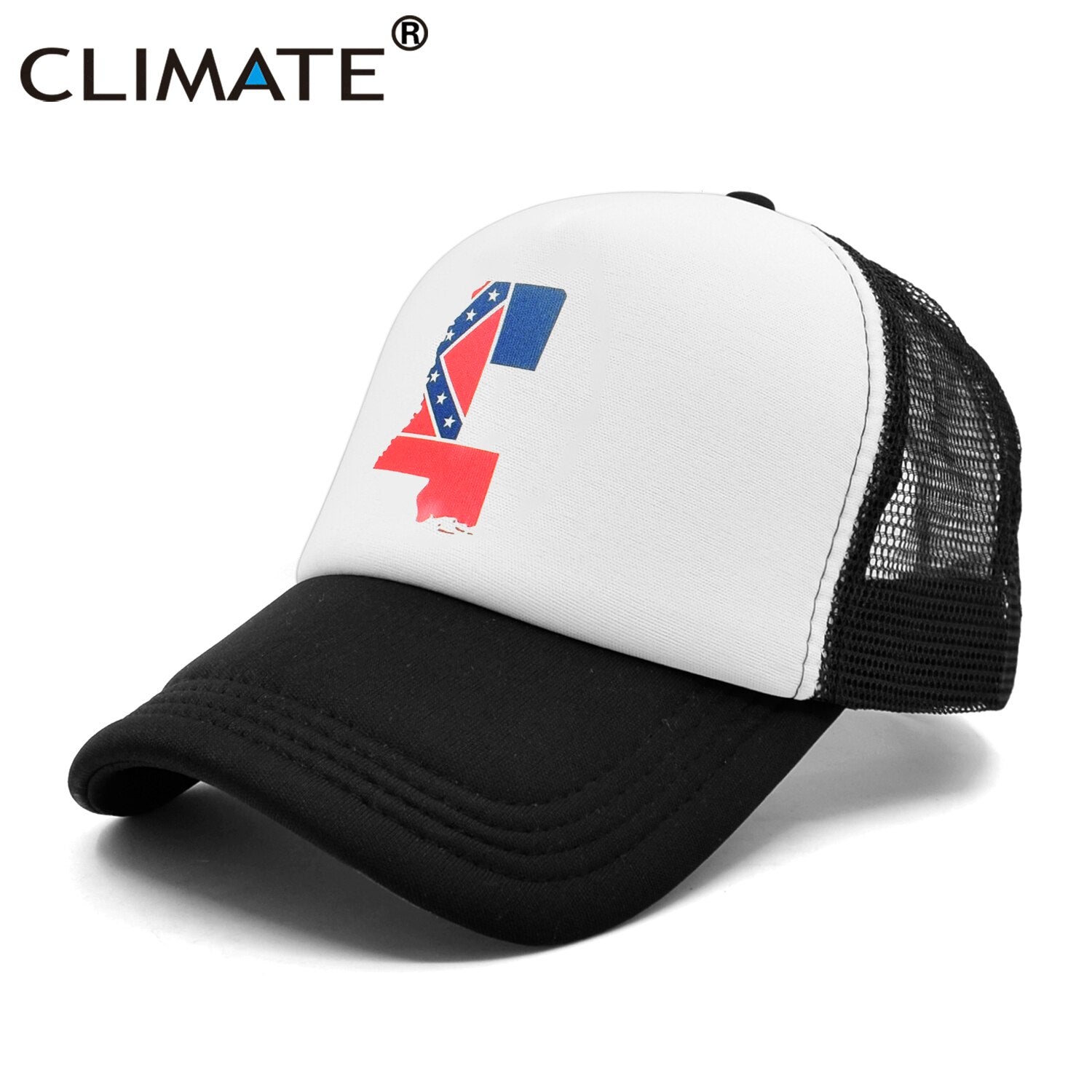 CLIMATE State of Mississippi Flag Trucker Cap Hat Mississippi Map Jackson City MS Mesh Cap HipHop Hat for Men Women Youth