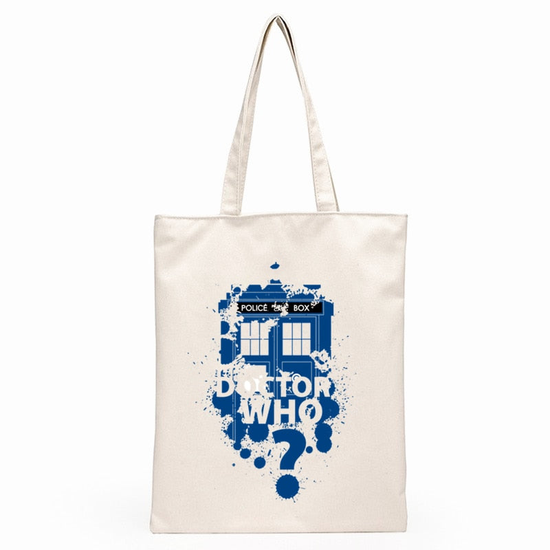 Doctor Who Dr. Who Daleks Exterminate To Victory Sitcoms Print Canvas Shopping Bag Gift for Student Friend Reusable Shopper Bag