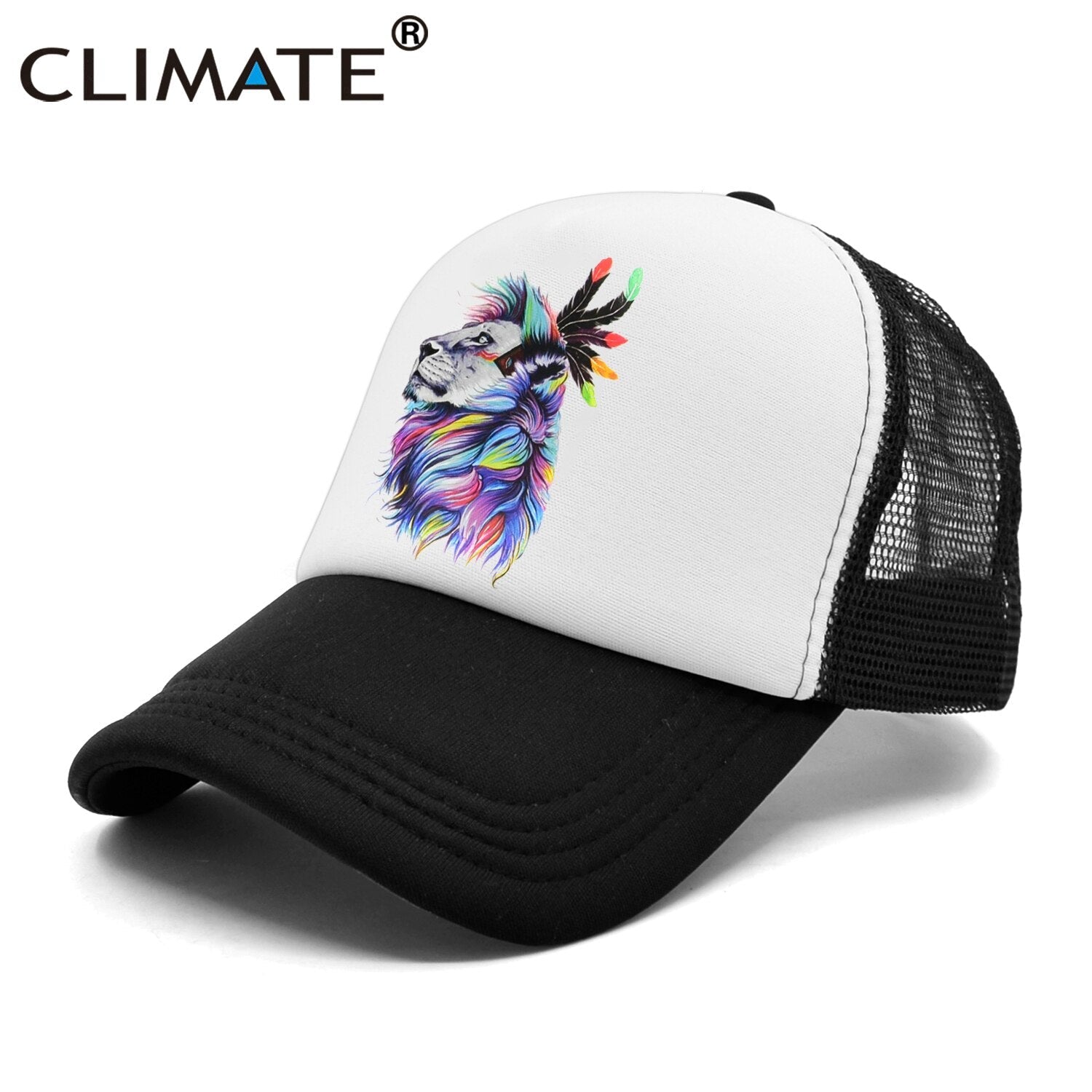 CLIMATE Cool Lion Trucker Cap King Lion King Cap Hat African Africa Wildlife Animal Trucker Caps Mesh Cap Hat for Men