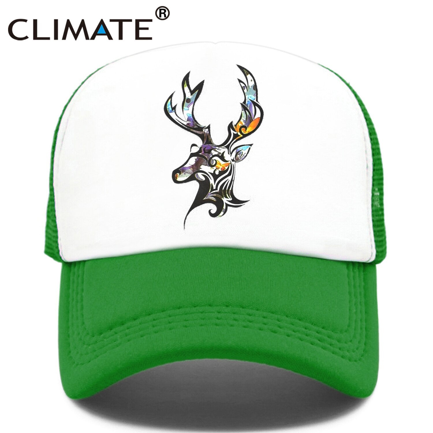 CLIMATE Deer Trucker Cap Men Deer Elk Cool Caps Elk Caribou Hunting Hunt Hip Hop Hat Baseball Cap Summer Cool Mesh Cap Men