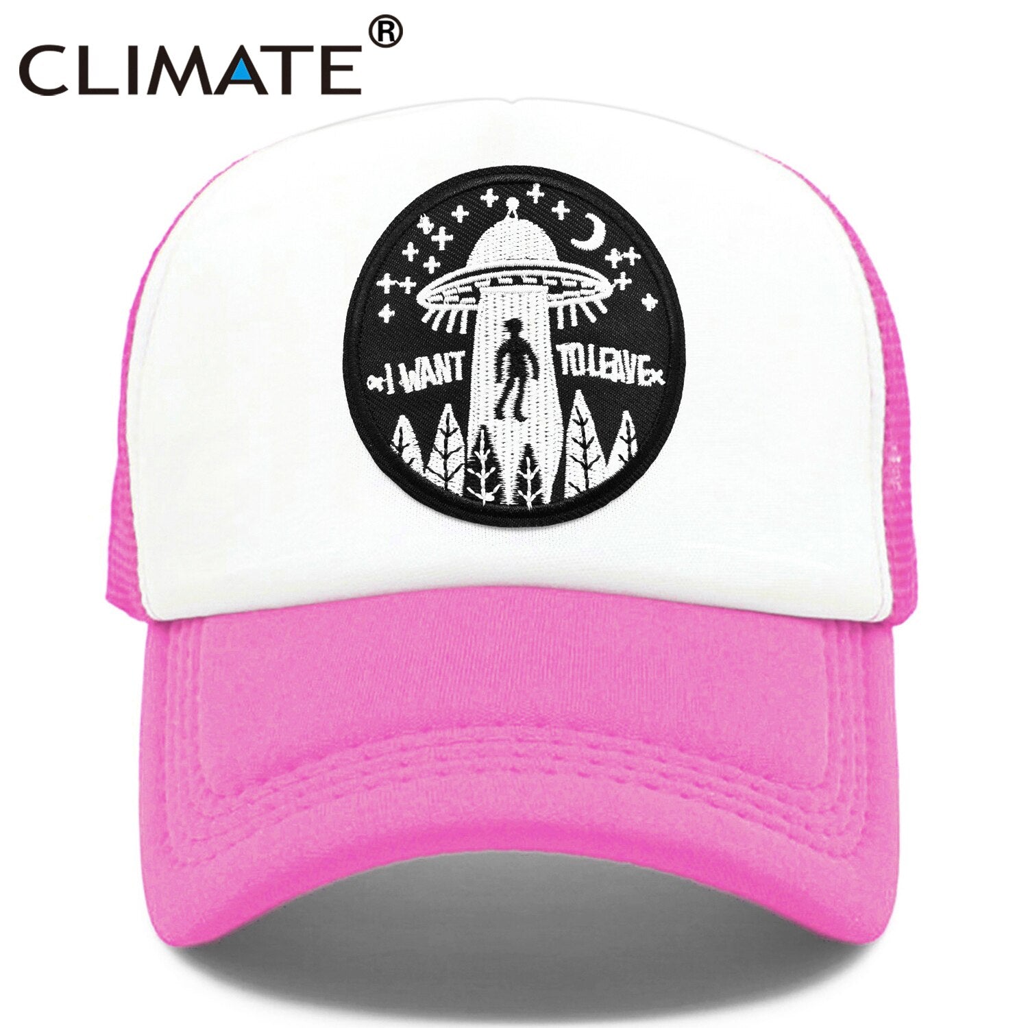 CLIMATE  I Want To Leave UFO Alien Cap Loser Trucker Cap World Weary Escape Flee Hat Baseball Cap Cool Summer Mesh Hip Hop Cap