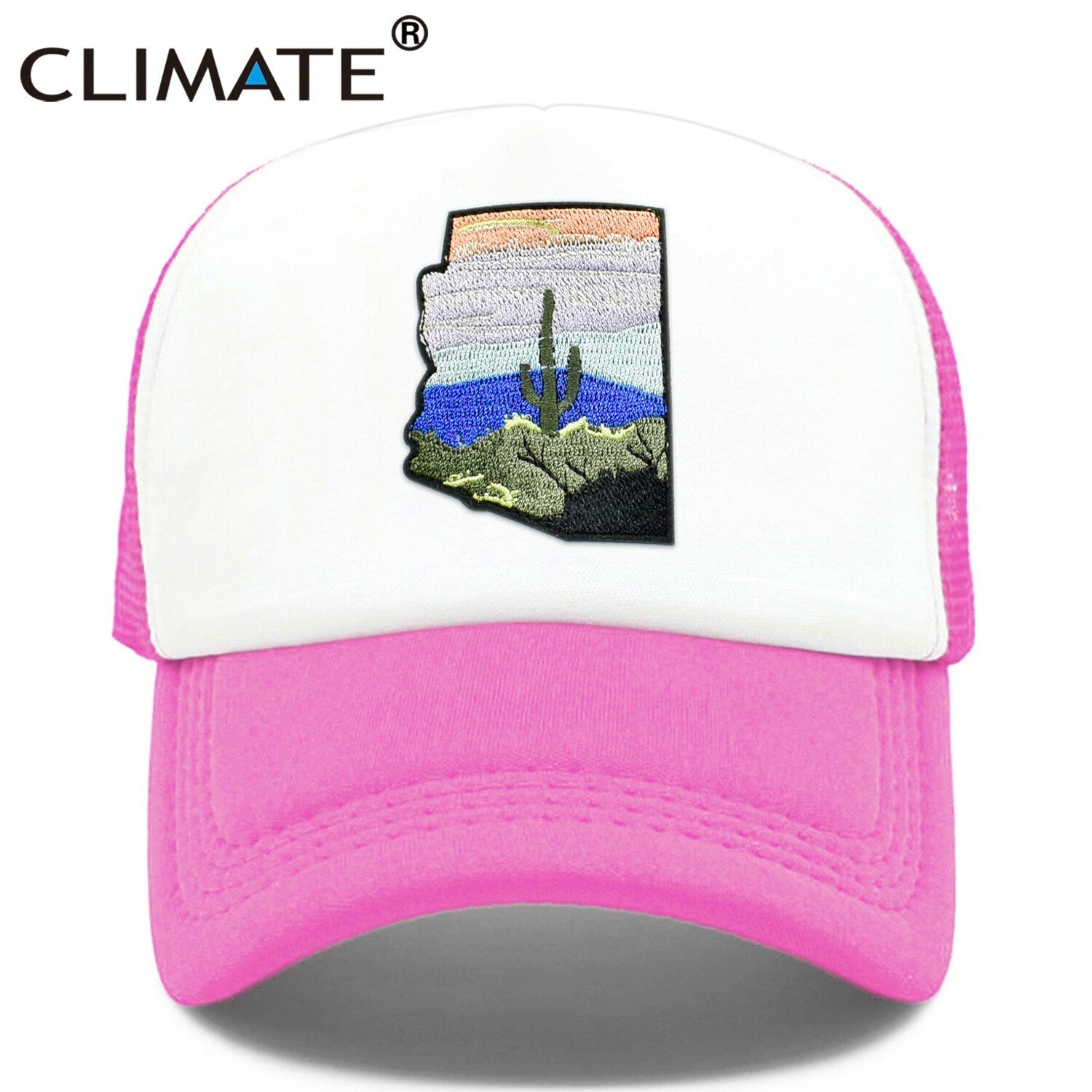 CLIMATE State of Arizon Trucker Cap Hat Desert Saguaro Cactus Mesh Cap Arizon Map Sights Cool Cap Hat for Men Women Youth Kid