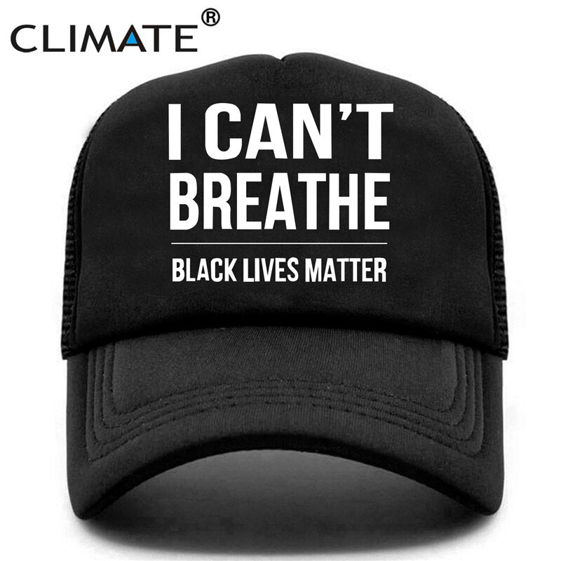 CLIMATE I Cant Breathe Cap Black Lives Matter Antiracism Cap Antiracist Mesh Trucker Cap Hat